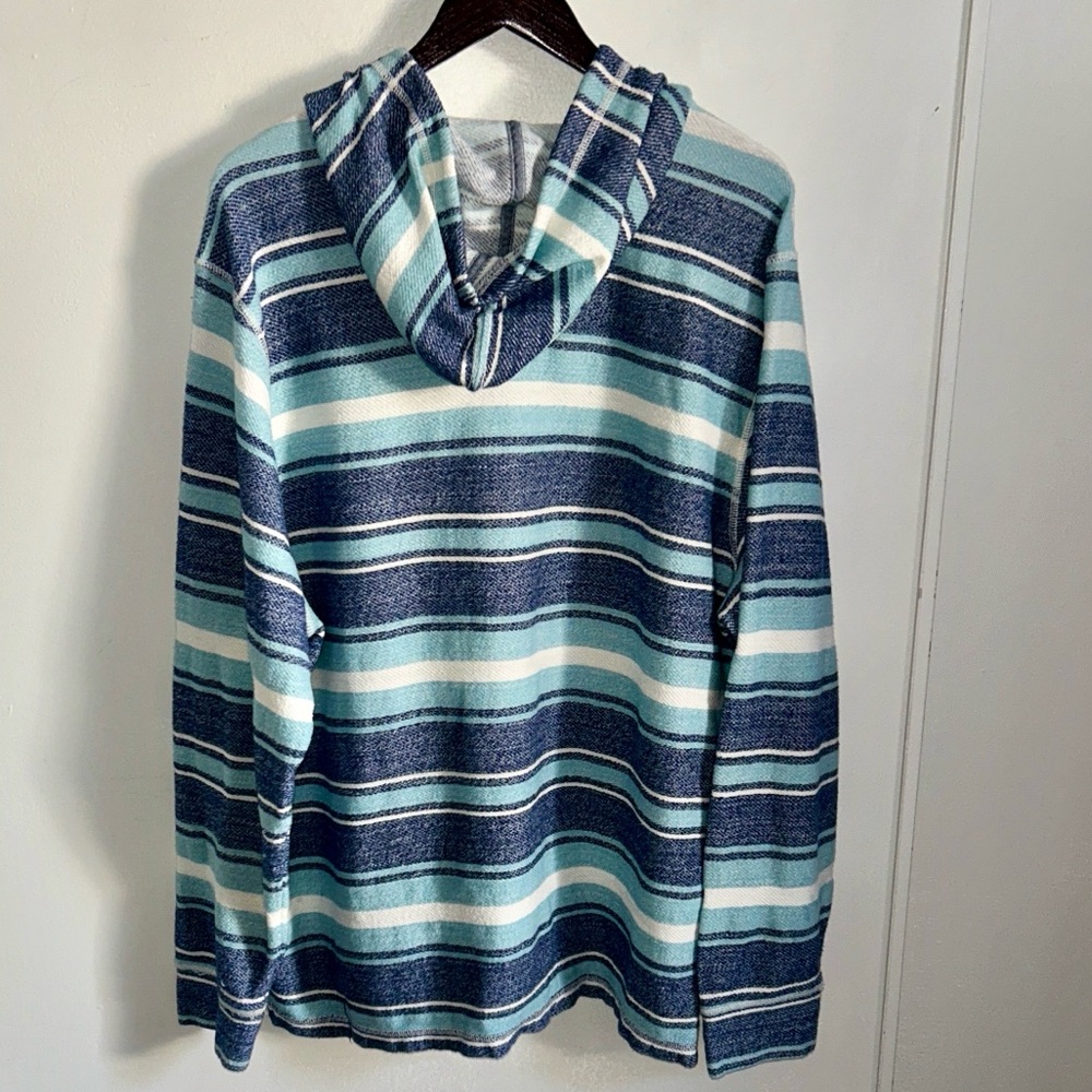 Tommy Bahama Men's Blue Horizon Baja Pullover Cotton Hoodie - Bering Blue Stripe - Picture 6 of 9